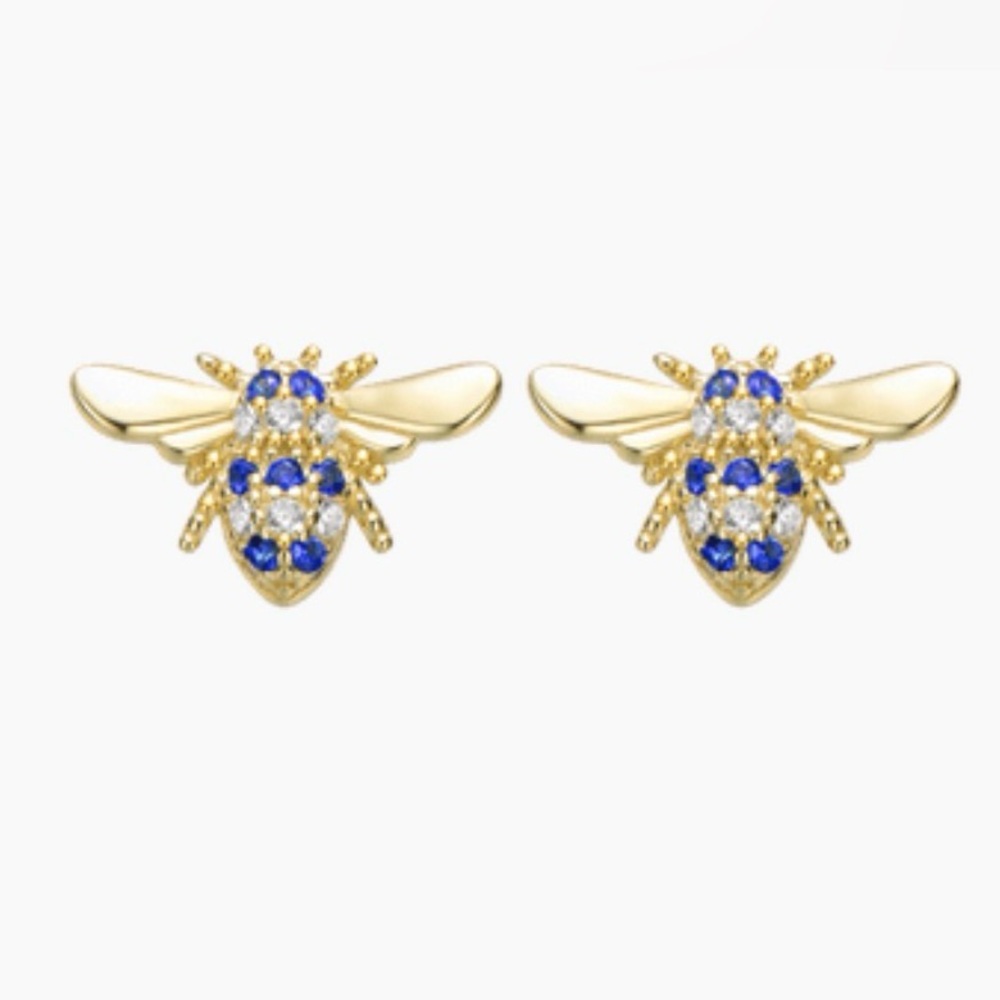 Genevive 14K Plated Bee Stud Earrings